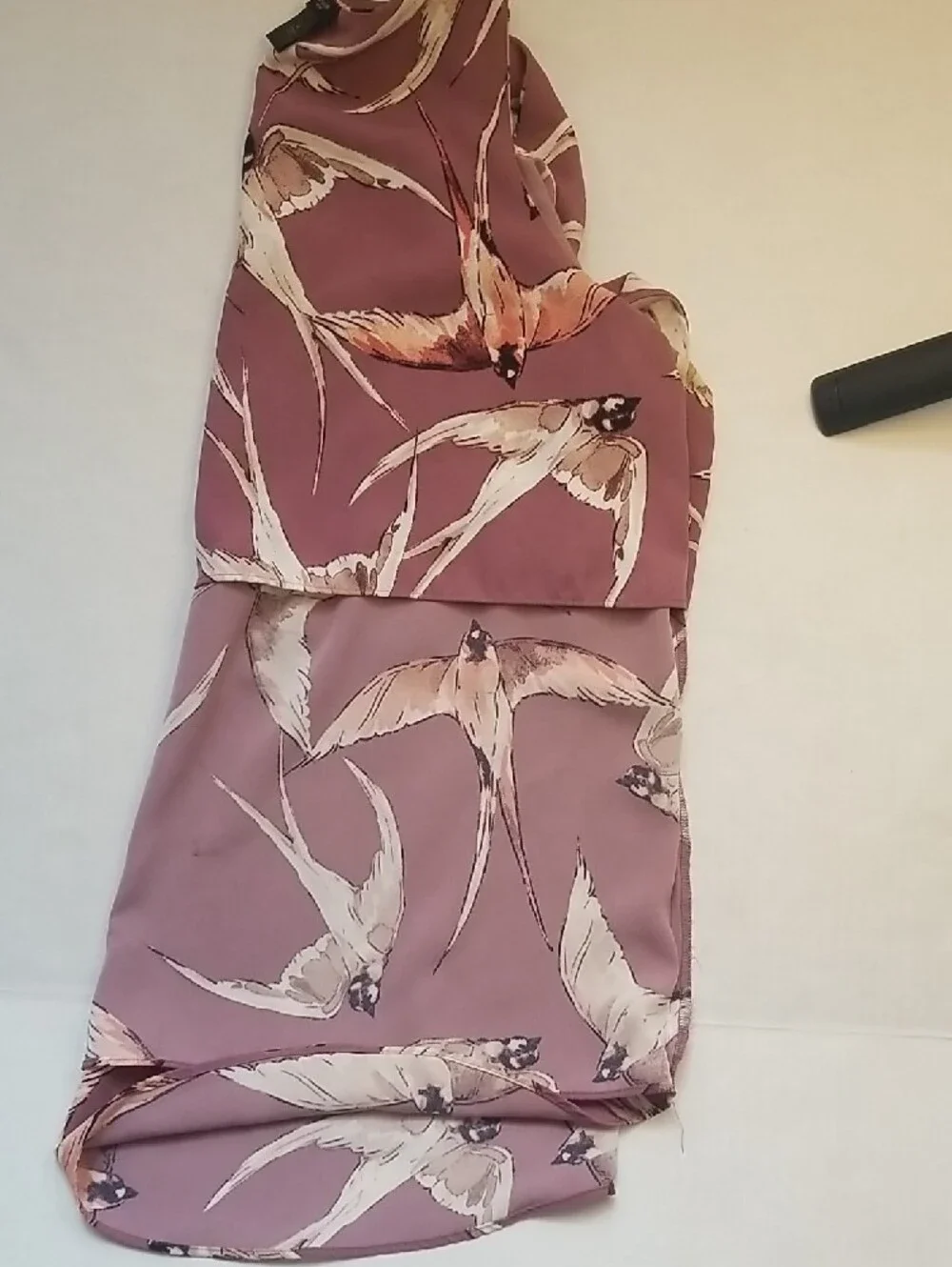 Ann Taylor Mauve Cold-Shoulder Bird-Print Blouse